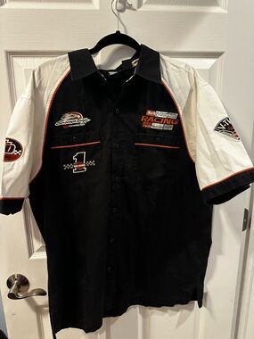 Harley Davidson Racing Shirt Mens XL Screamin Eagle Button Up
